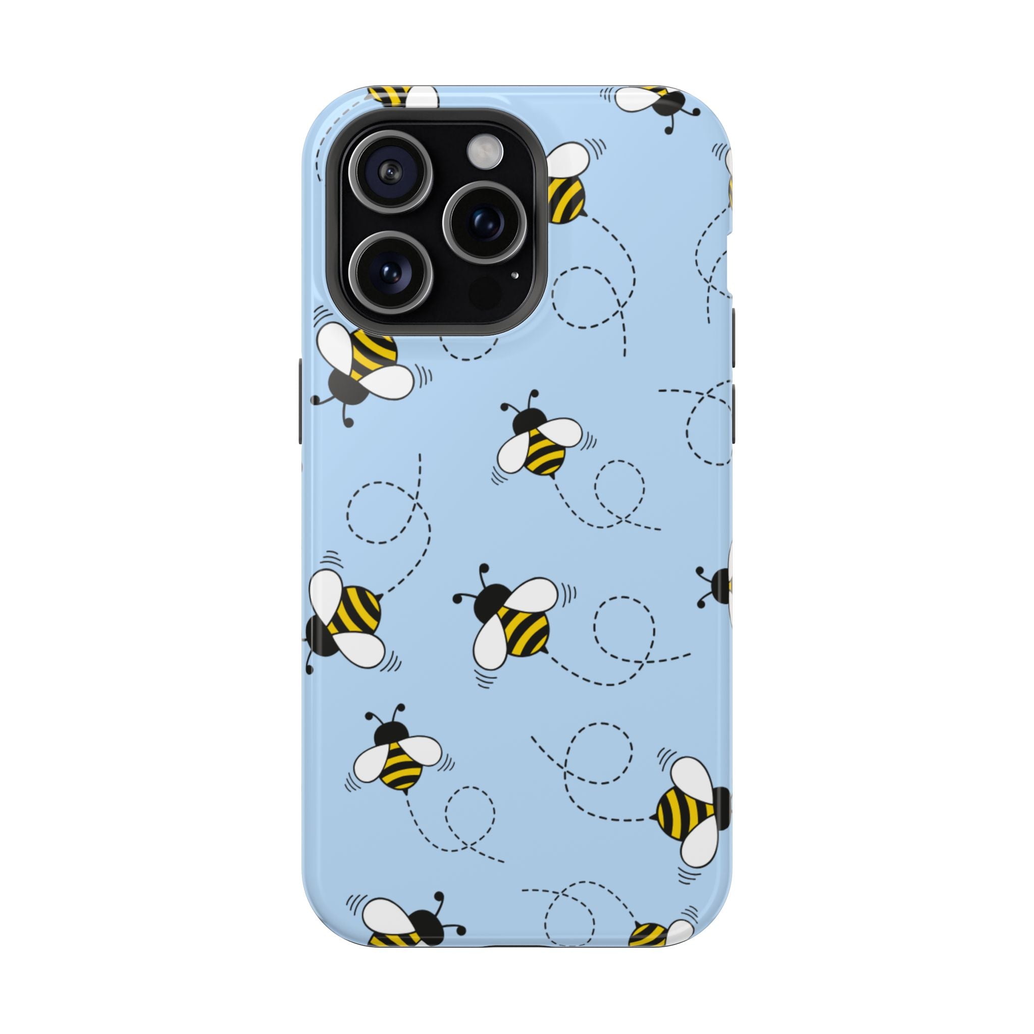 Phone Case | Sky Blue Bee Pattern Magnetic Impact-Resistant Phone Case