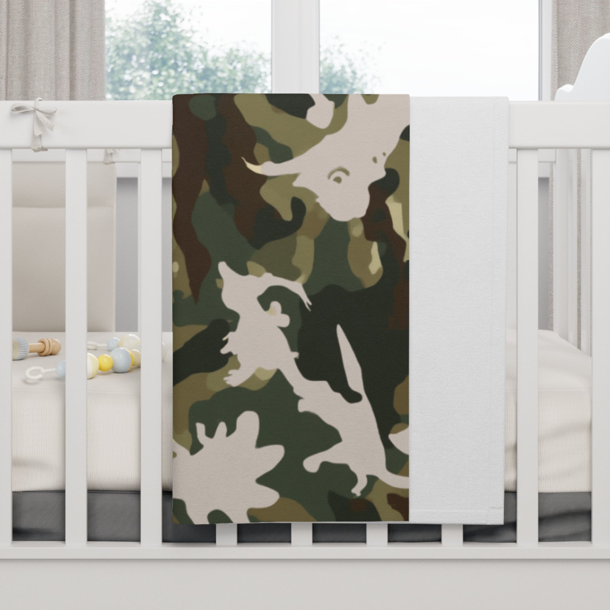 Baby Blanket | Soft Fleece Camouflage Dinosaur Nursery Throw