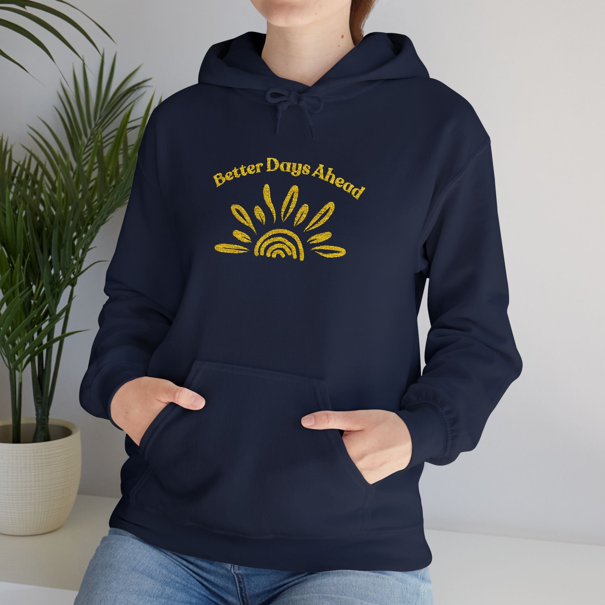 Hoodie | ‘Better Days Ahead’ Above a Sunrise  Embroidered Graphic