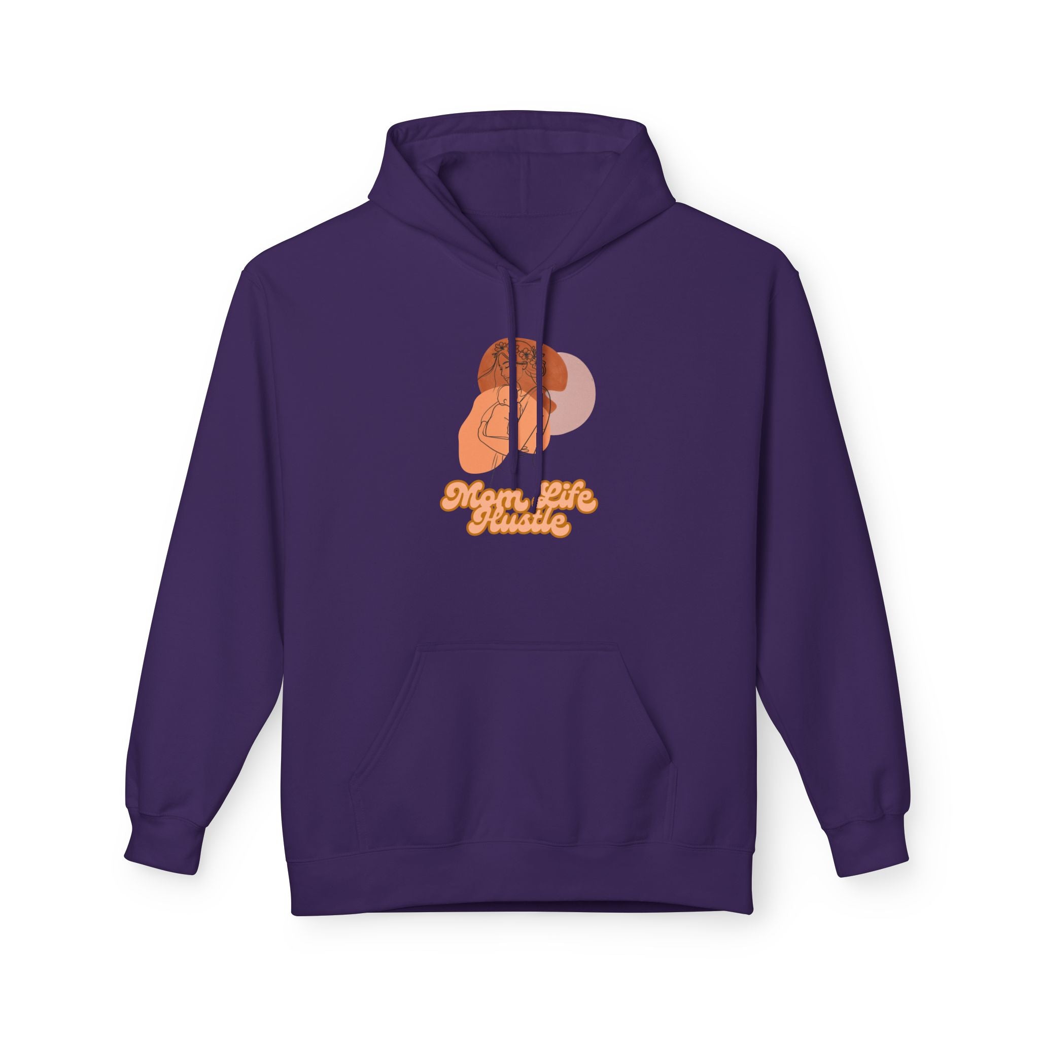 'Mom Life Hustle' Retro Hoodie | Delicate Line Illustration of a Mother & Baby
