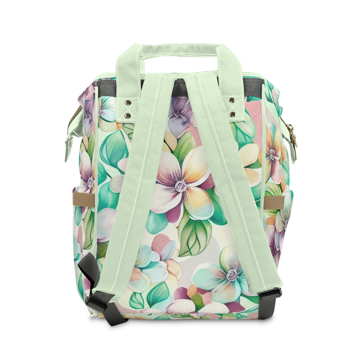 Watercolor Spring Hydrangeas Multifunctional Diaper Bag Backpack