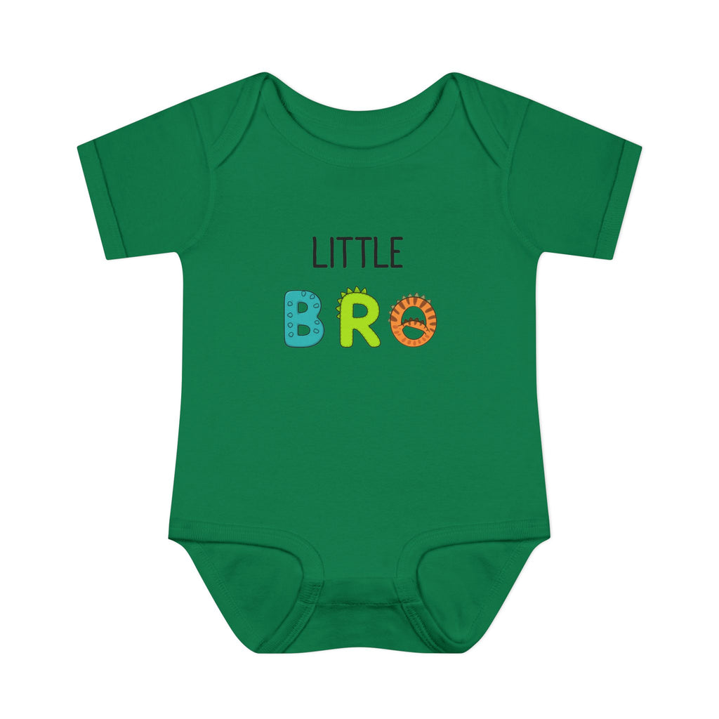 Baby Bodysuit | 'Little Bro' Sibling Infant Onesie with Colorful Dino Letters