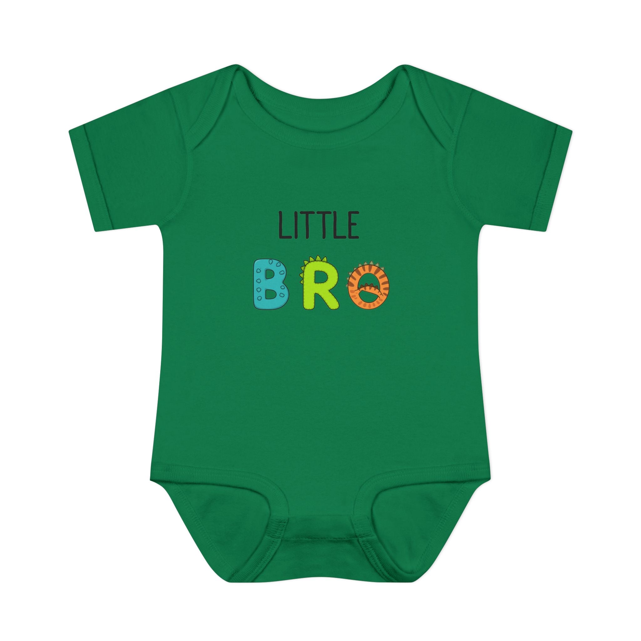 Baby Bodysuit | 'Little Bro' Sibling Infant Onesie with Colorful Dino Letters