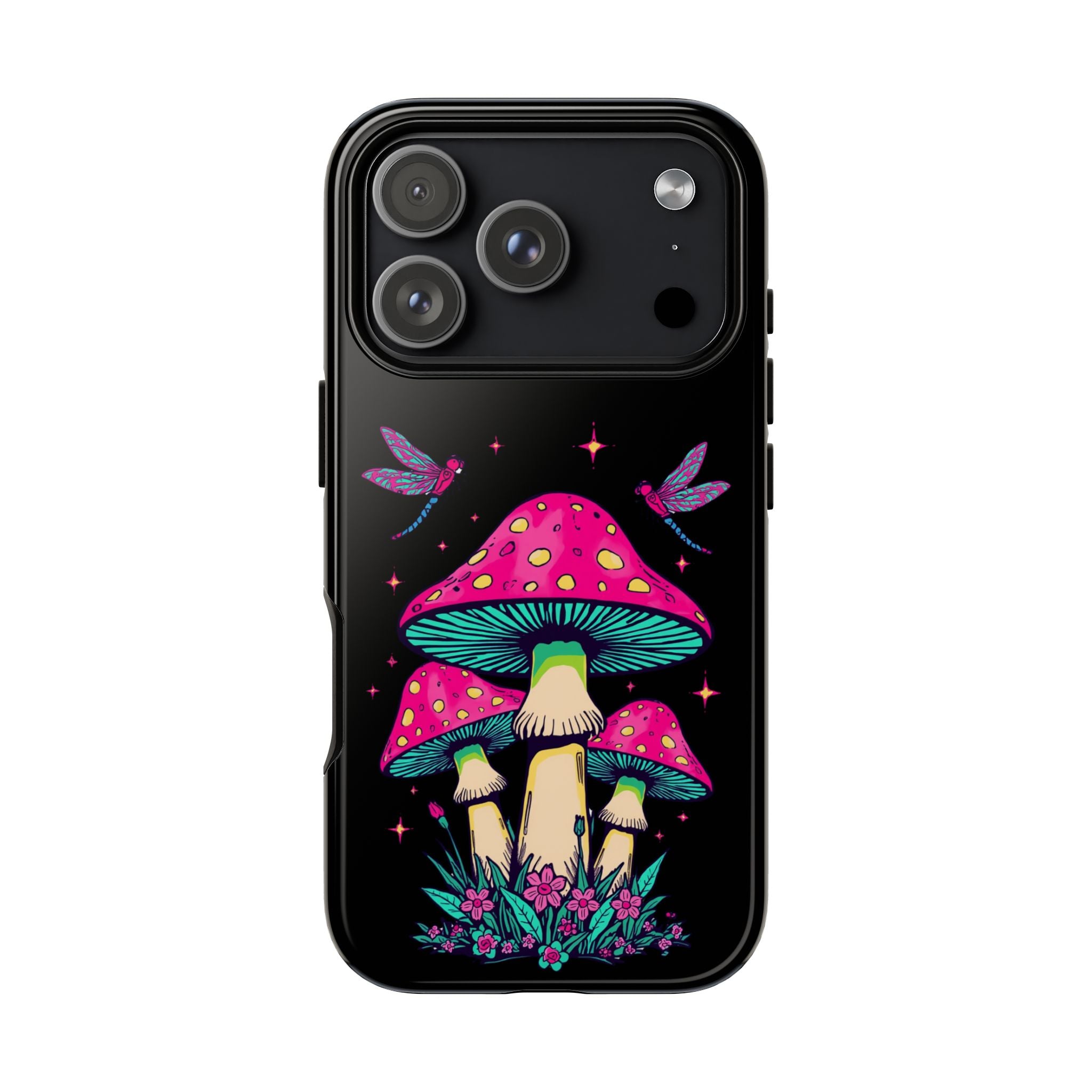 Phone Cases | Colorful Mushroom and Dragonfly Print Tough Case