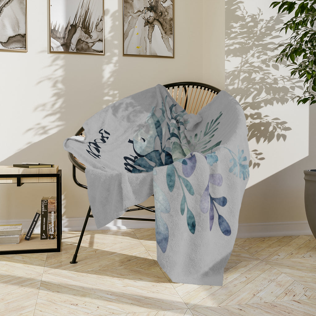 Customizable Watercolor Botanical Microfiber Throw