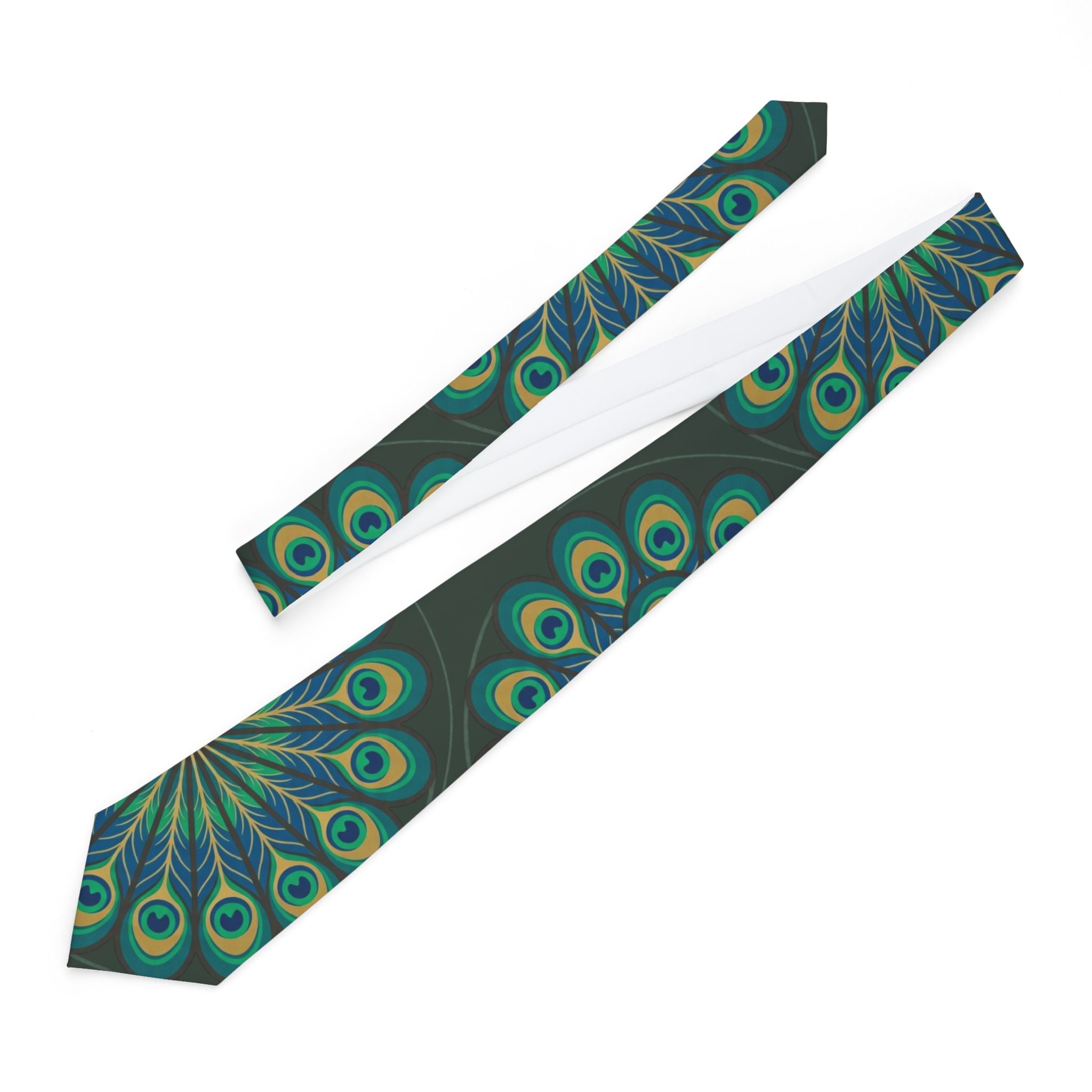 Necktie | Elegant Teal & Green Peacock Feather Pattern Formal Tie