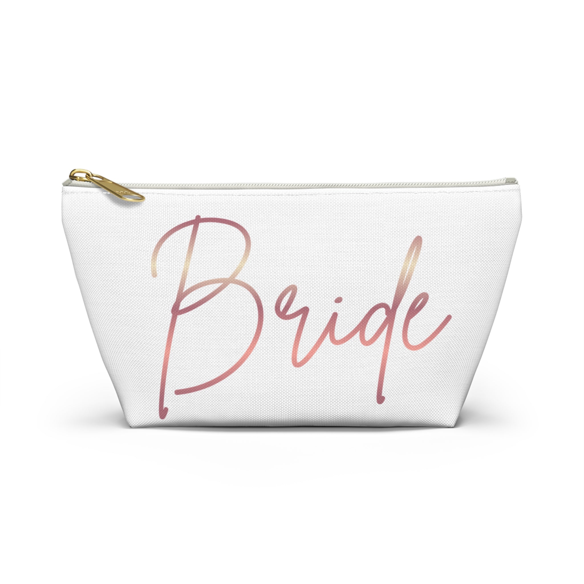 T Bottom Accessory Pouch | 'Bride' Script in Rose Gold Cosmetic Bag