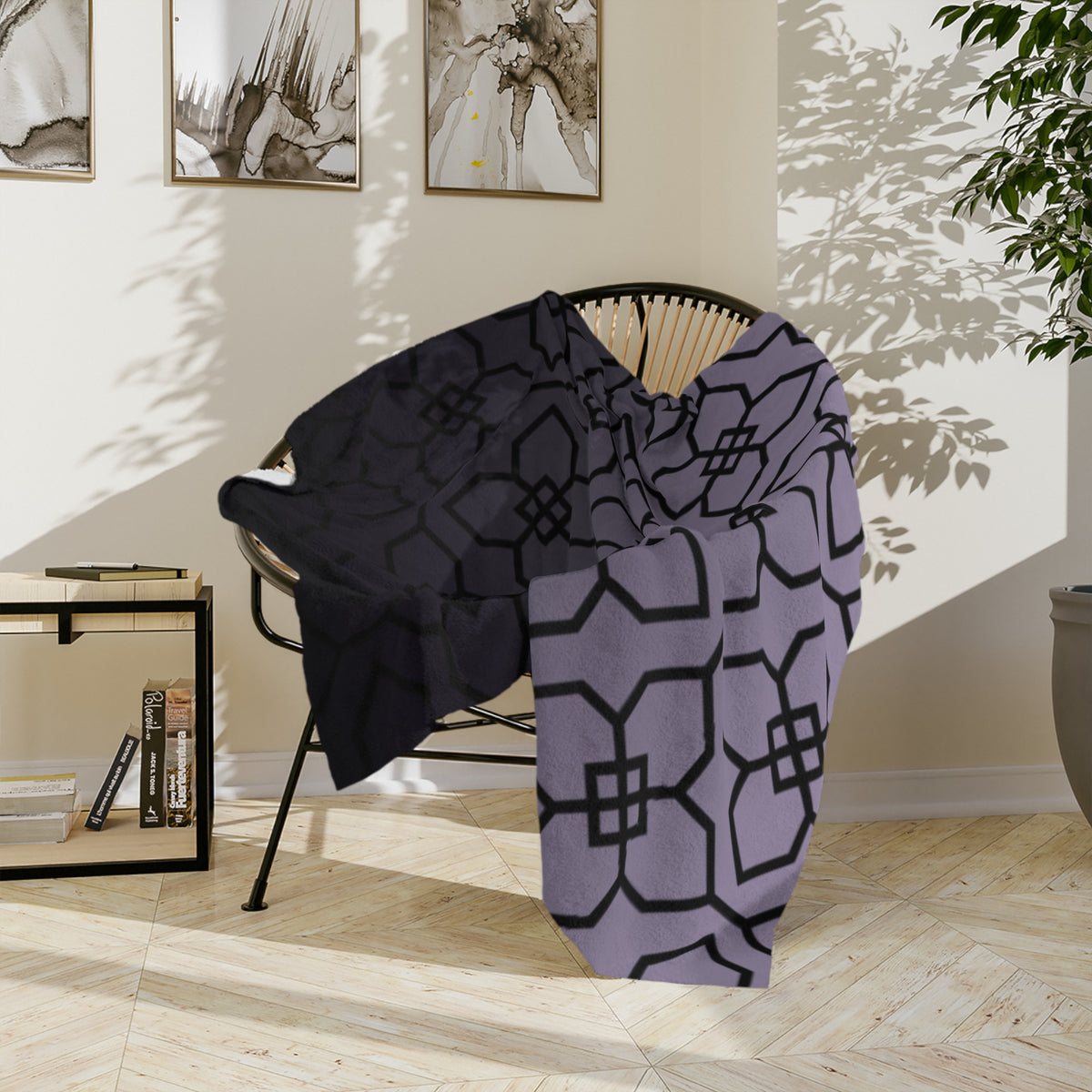 Vintage Floral over Charcoal Gradient Microfiber Throw