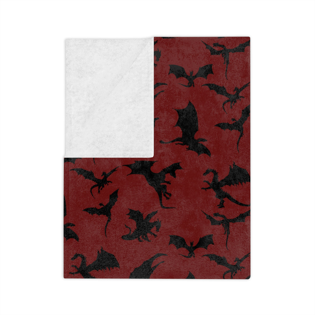 Crimson Dragons' Silhouettes Velveteen Throw