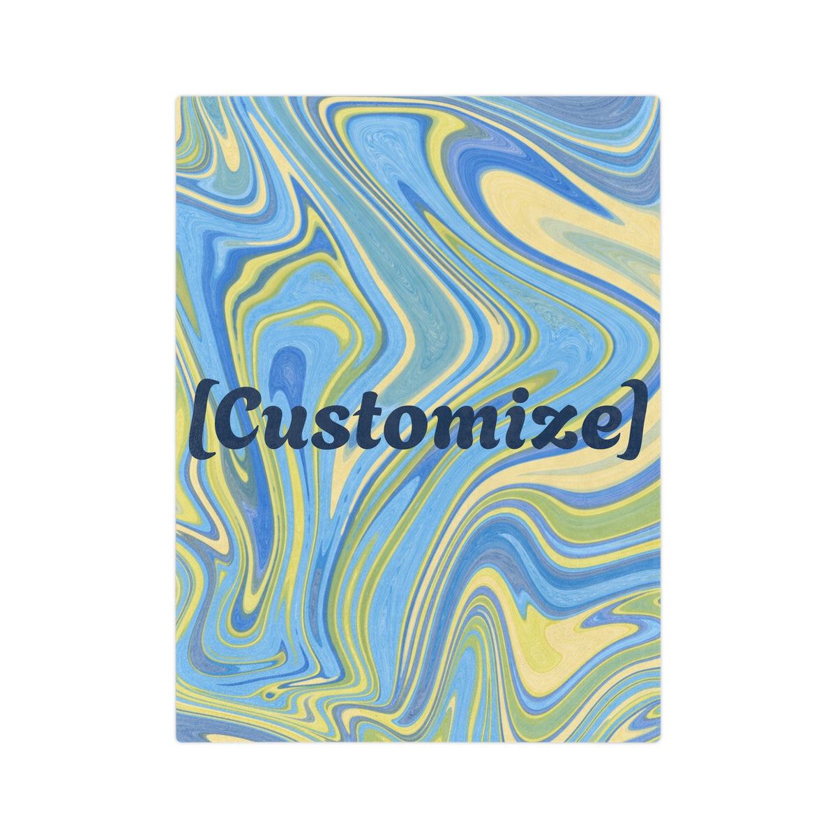 Customizable Blue-Yellow Marble Velveteen Throw