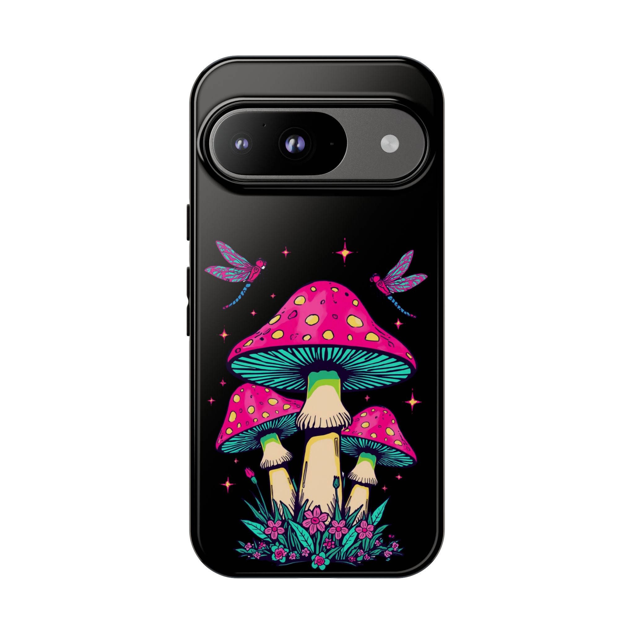Phone Cases | Colorful Mushroom and Dragonfly Print Tough Case