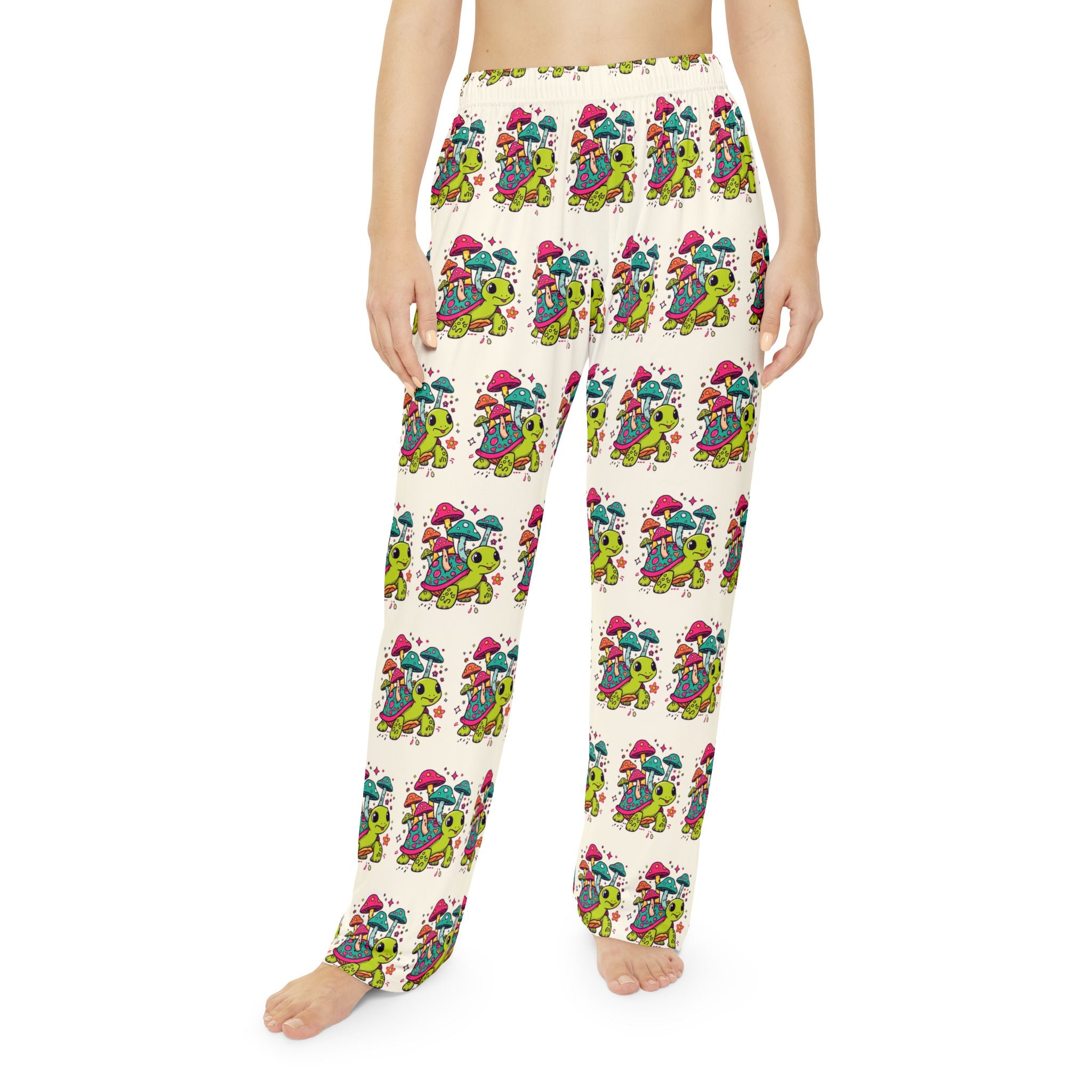 Pajama Pants | All-Over Print Colorful Mushroom Turtle Pattern