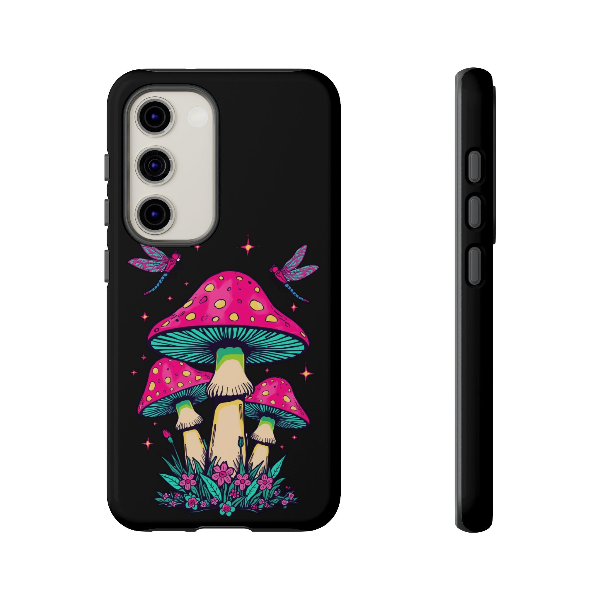 Phone Cases | Colorful Mushroom and Dragonfly Print Tough Case
