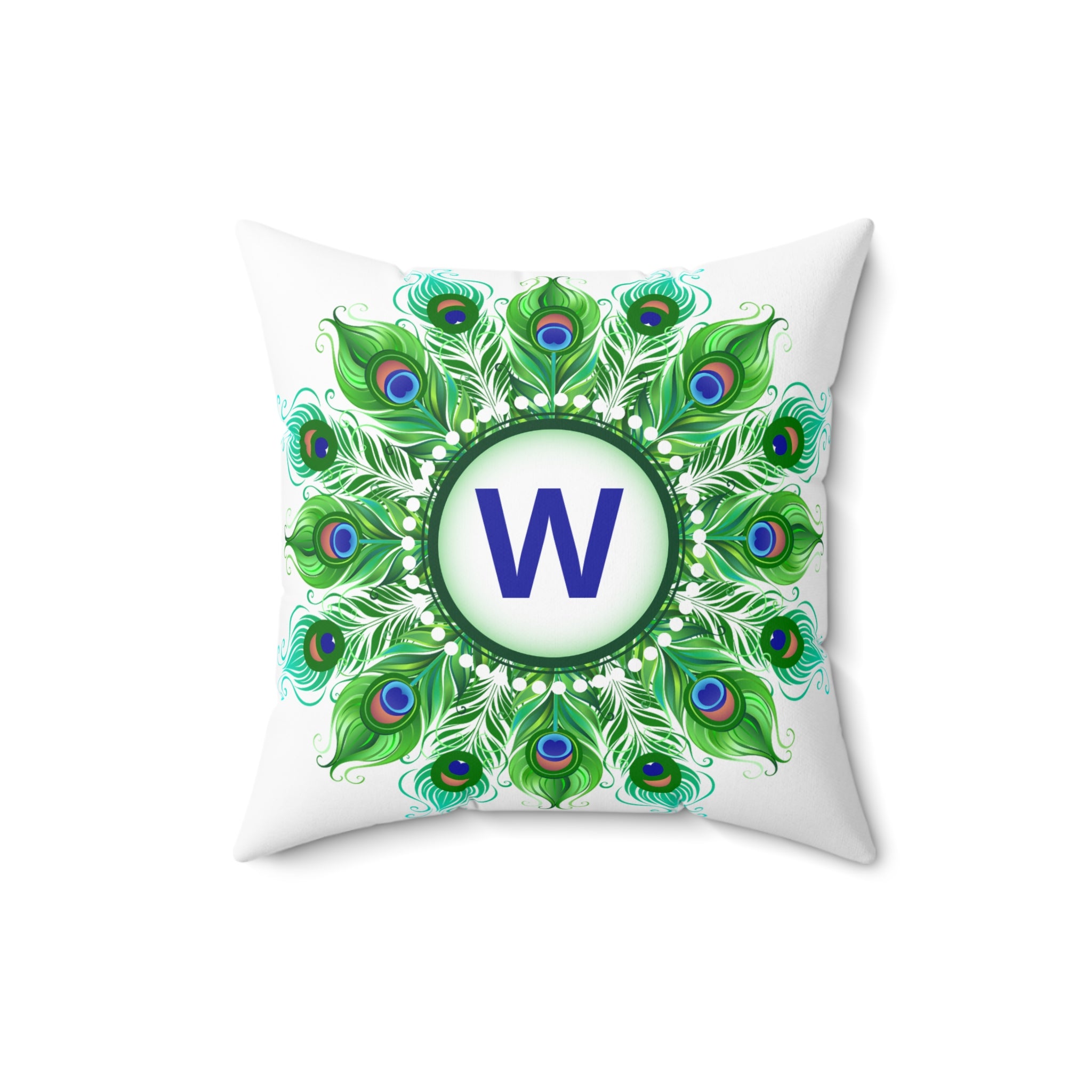 Throw Pillow | Peacock Feather Monogram Pillow