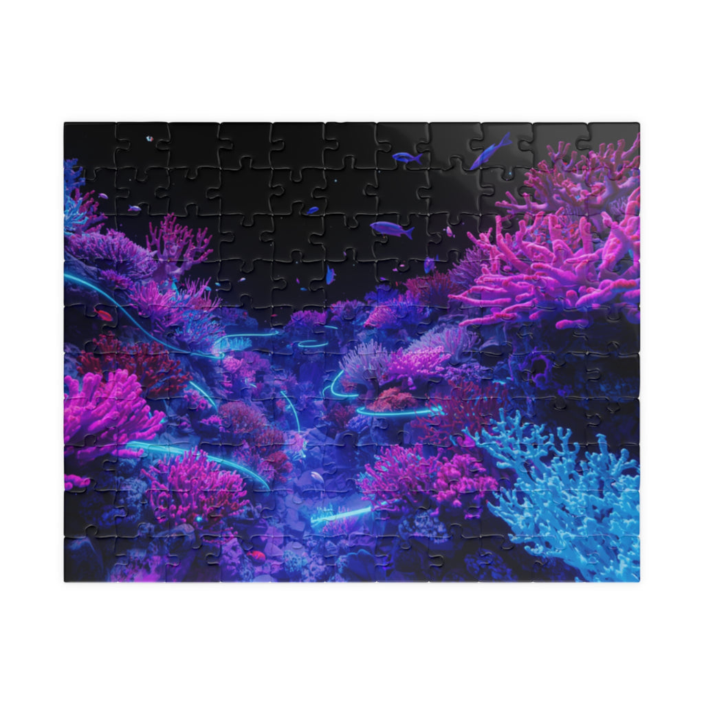 Jigsaw Puzzle | Neon Floral Waves 110 Pieces