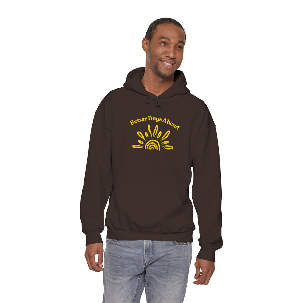 Hoodie | ‘Better Days Ahead’ Above a Sunrise  Embroidered Graphic