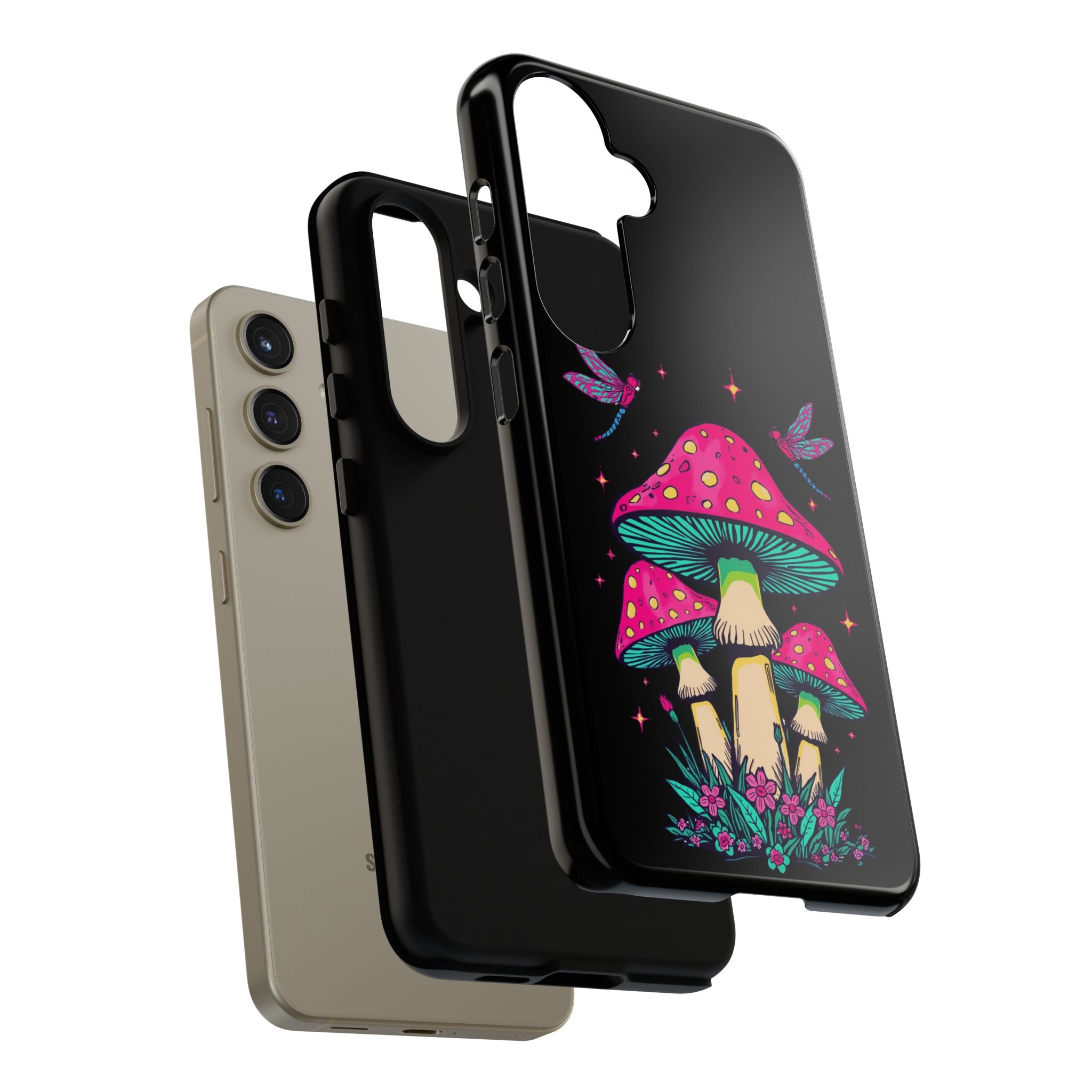 Phone Cases | Colorful Mushroom and Dragonfly Print Tough Case