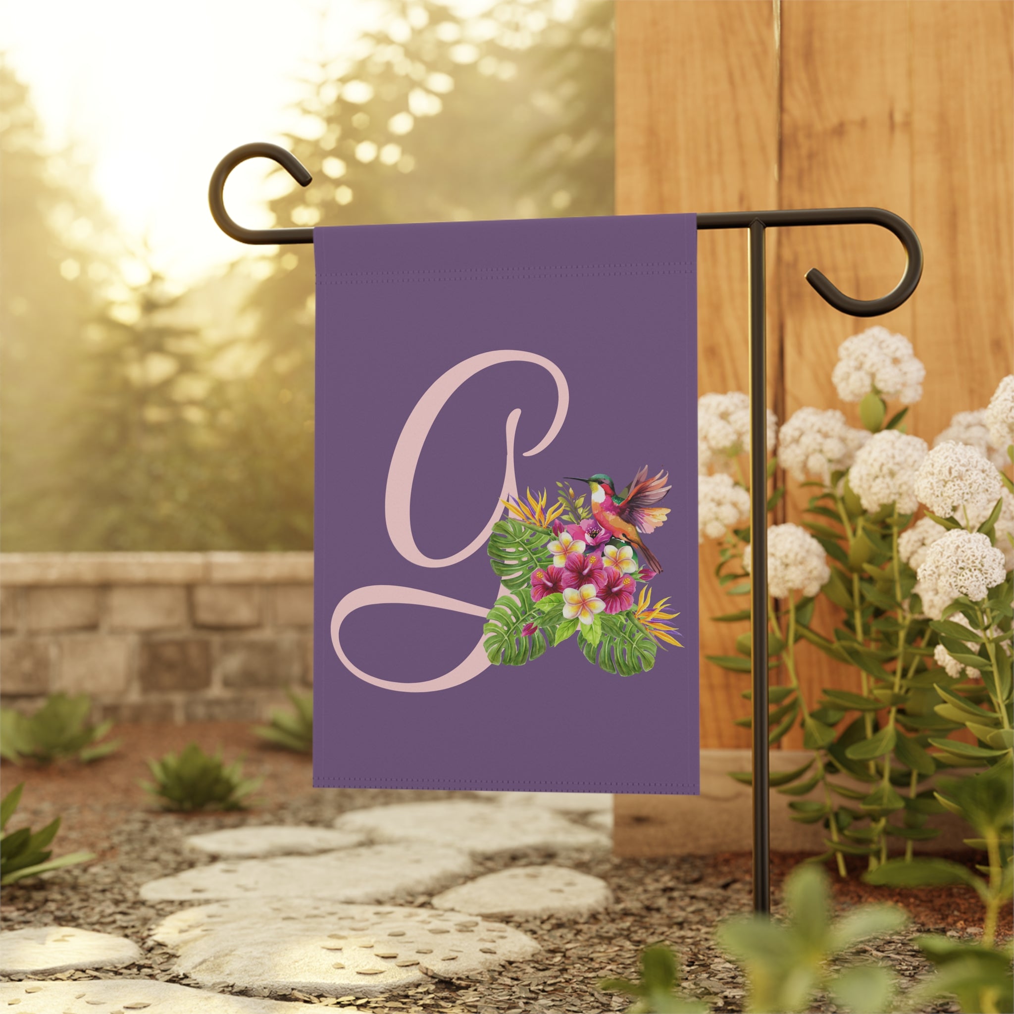 Home & Garden Banner | 'G' Monogram Tropical Flowers Flag
