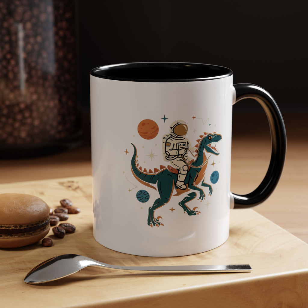 Coffee Mug | Astronaut Riding Velociraptor Accent Mug