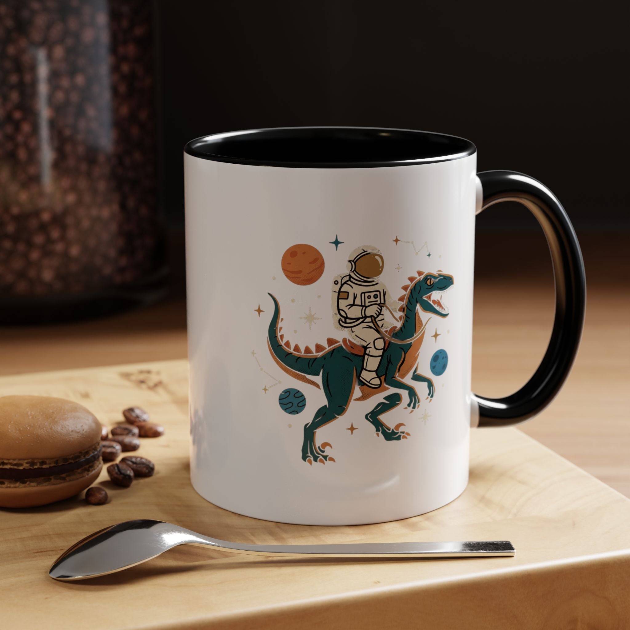 Coffee Mug | Astronaut Riding Velociraptor Accent Mug