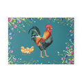 Glass Cutting Board | Rooster and Chicks Farmhouse Floral Kitchen Decor
