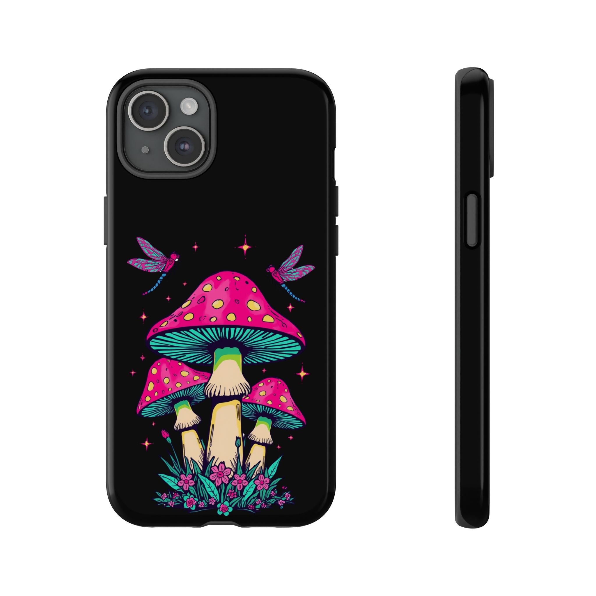Phone Cases | Colorful Mushroom and Dragonfly Print Tough Case