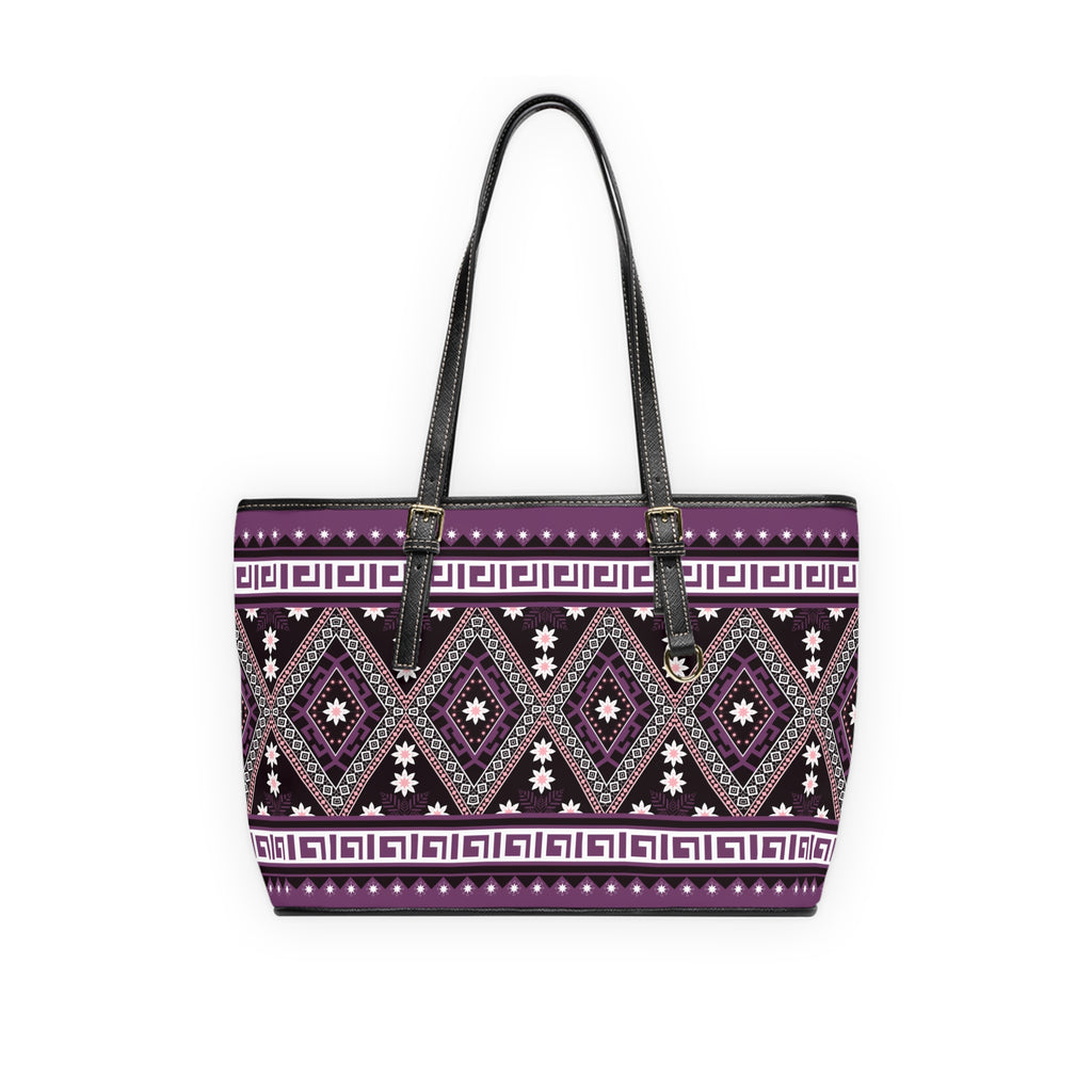 Handbag | Boho Diamond Pattern Purple Tribal Shoulder Tote