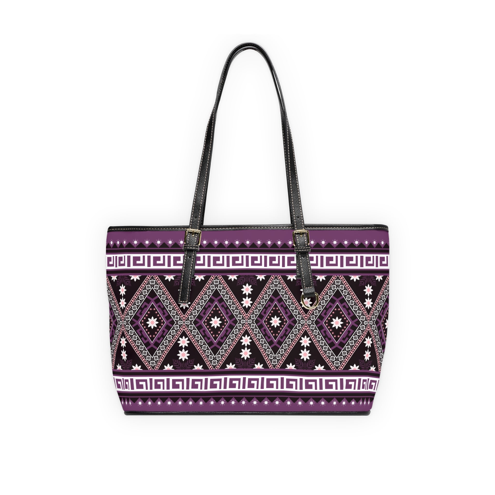 Handbag | Boho Diamond Pattern Purple Tribal Shoulder Tote
