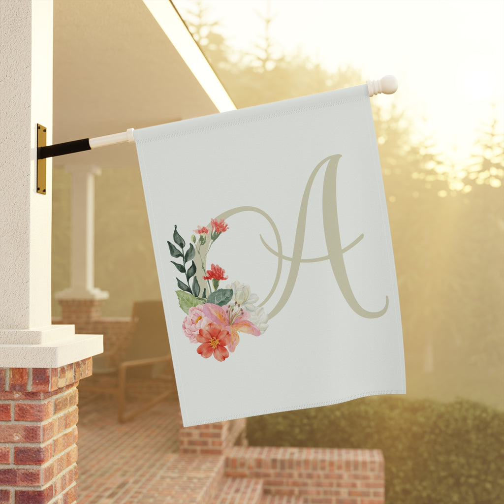 Home & Garden Banner | 'A' Monogram Watercolor Blooms Flag