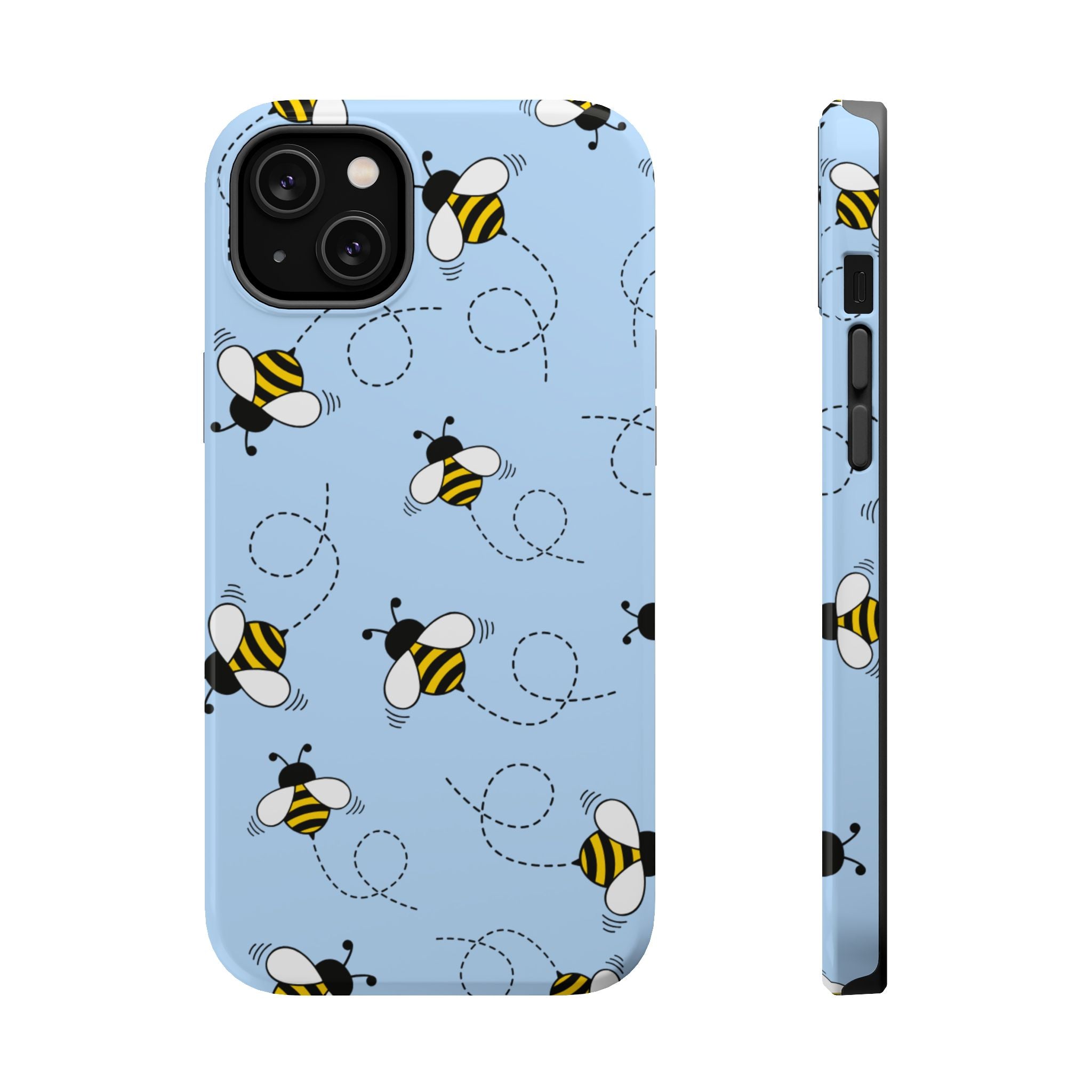 Phone Case | Sky Blue Bee Pattern Magnetic Impact-Resistant Phone Case