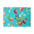 Glass Cutting Board | Strawberry Pattern Custom Monogram Kitchen Decor
