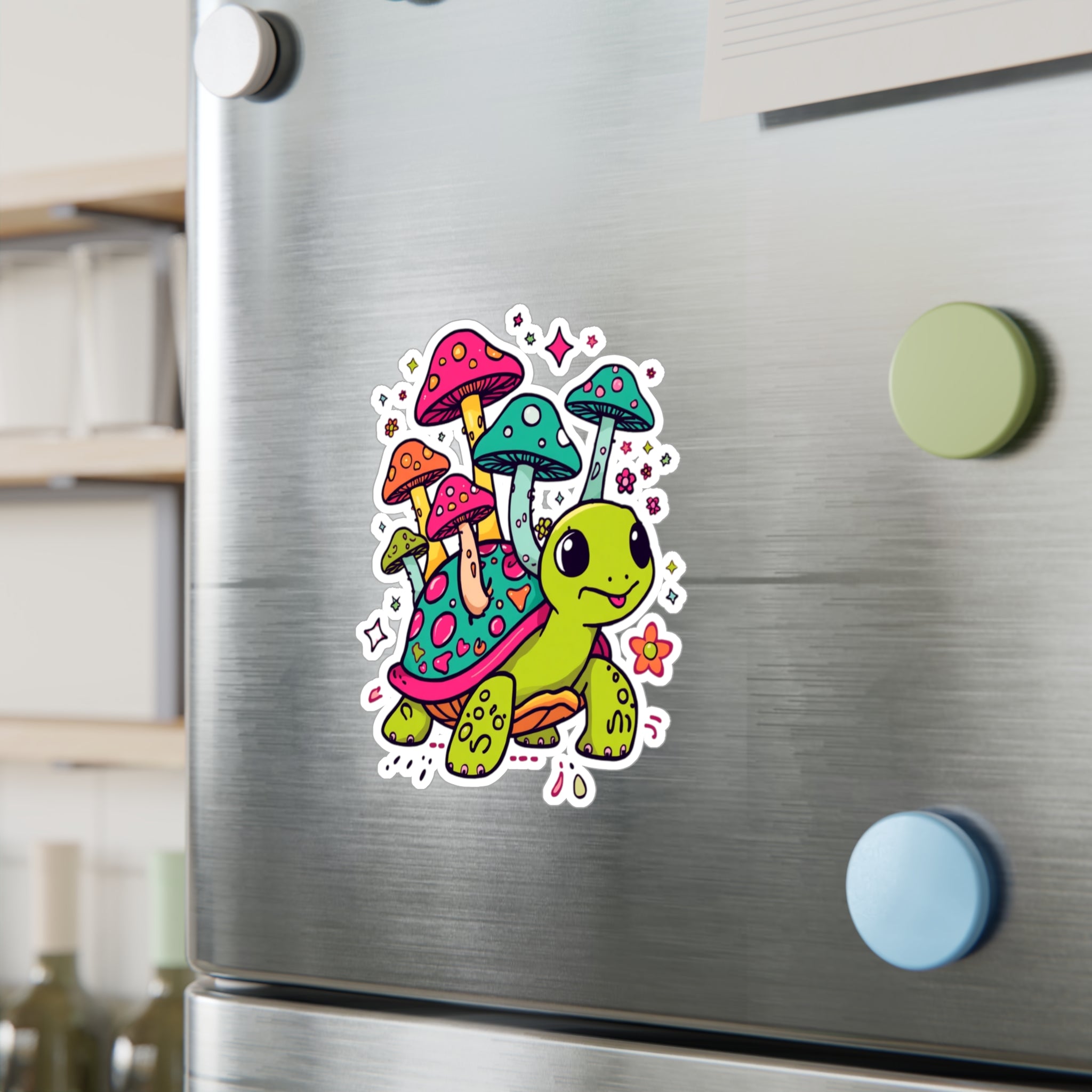 Vinyl Decal | Colorful Cute Mushroom Turtle Kiss-Cut Sticker