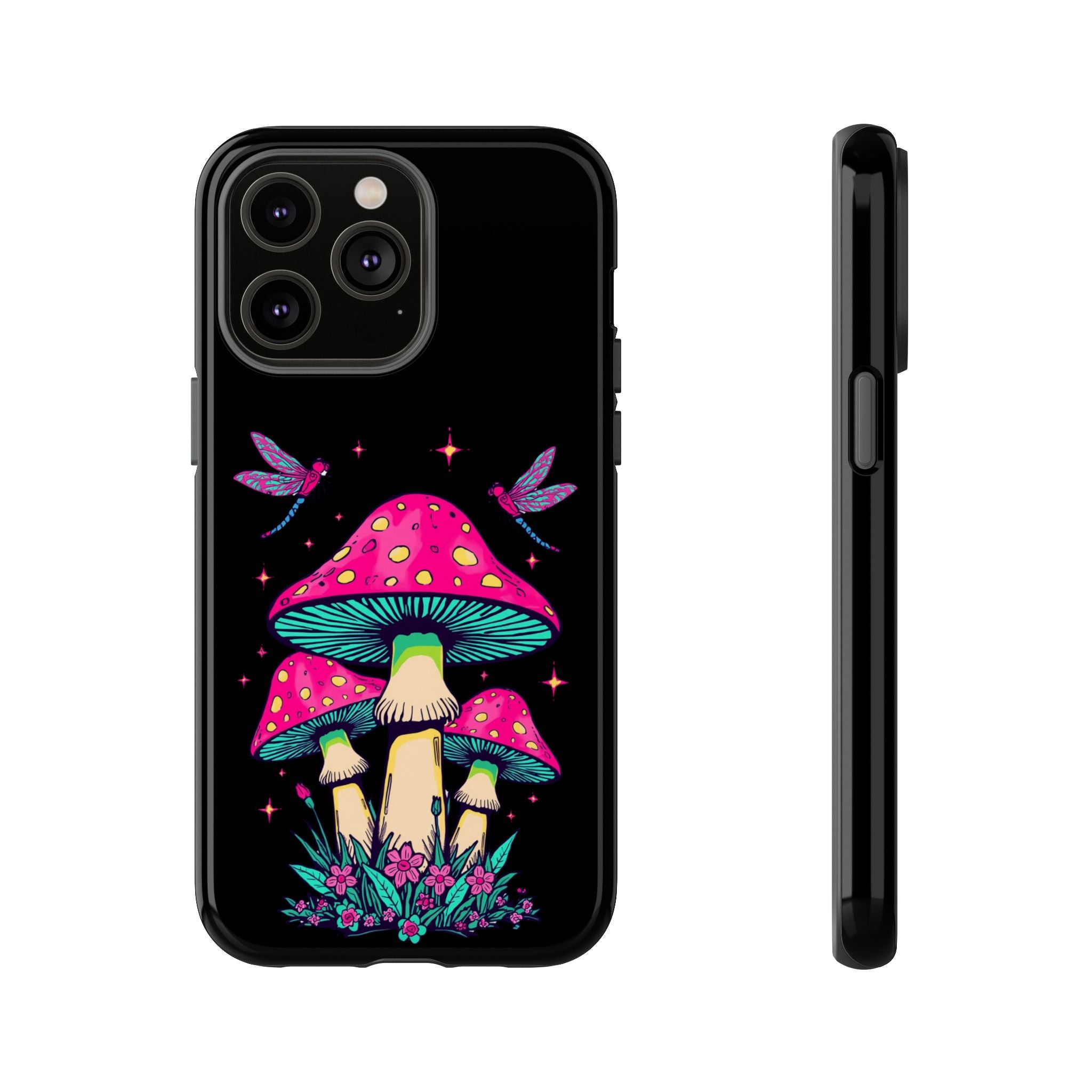 Phone Cases | Colorful Mushroom and Dragonfly Print Tough Case
