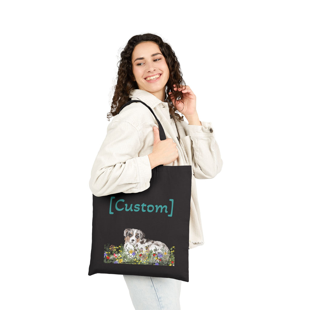 Tote Bag | Custom Puppy Floral Shoulder Bag