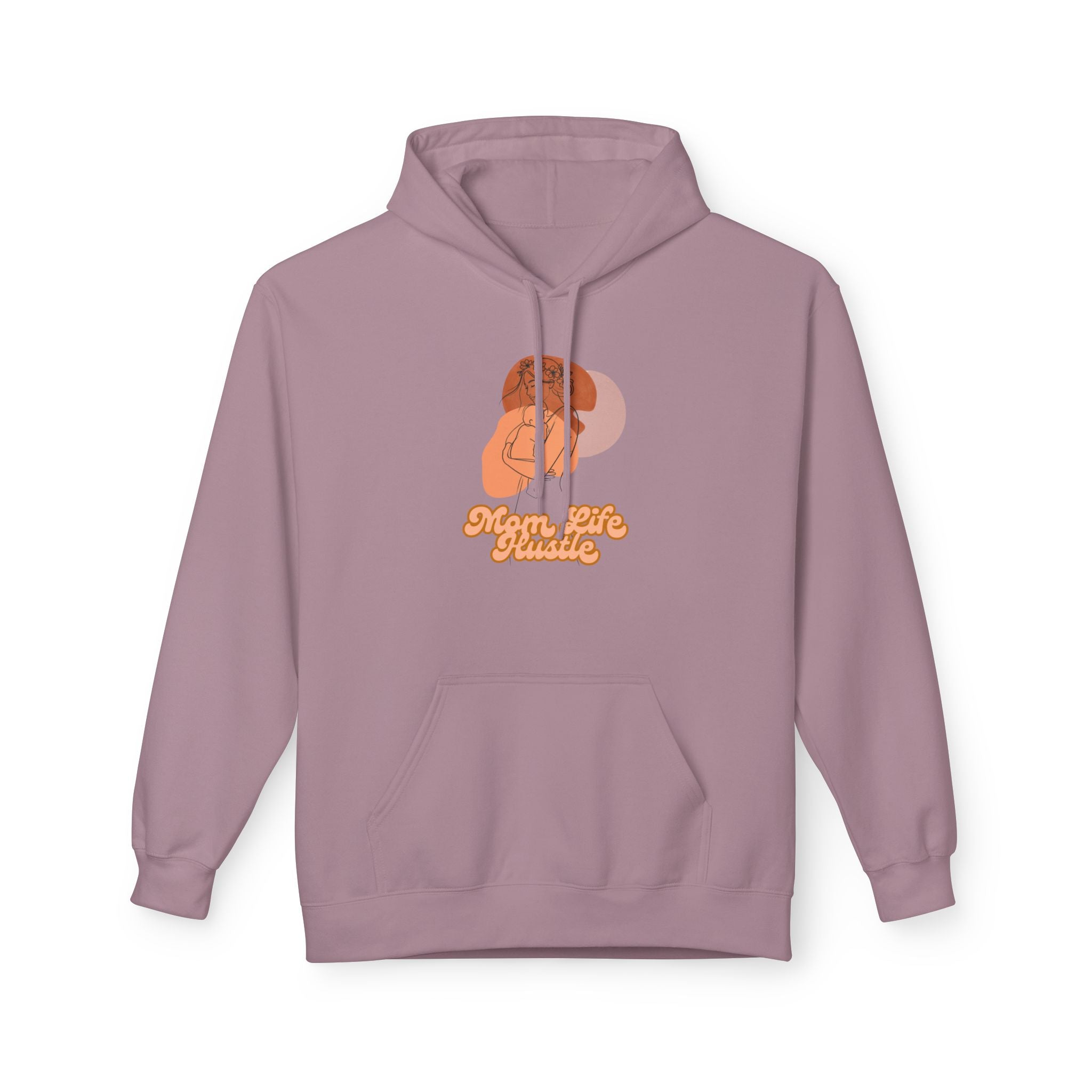 'Mom Life Hustle' Retro Hoodie | Delicate Line Illustration of a Mother & Baby