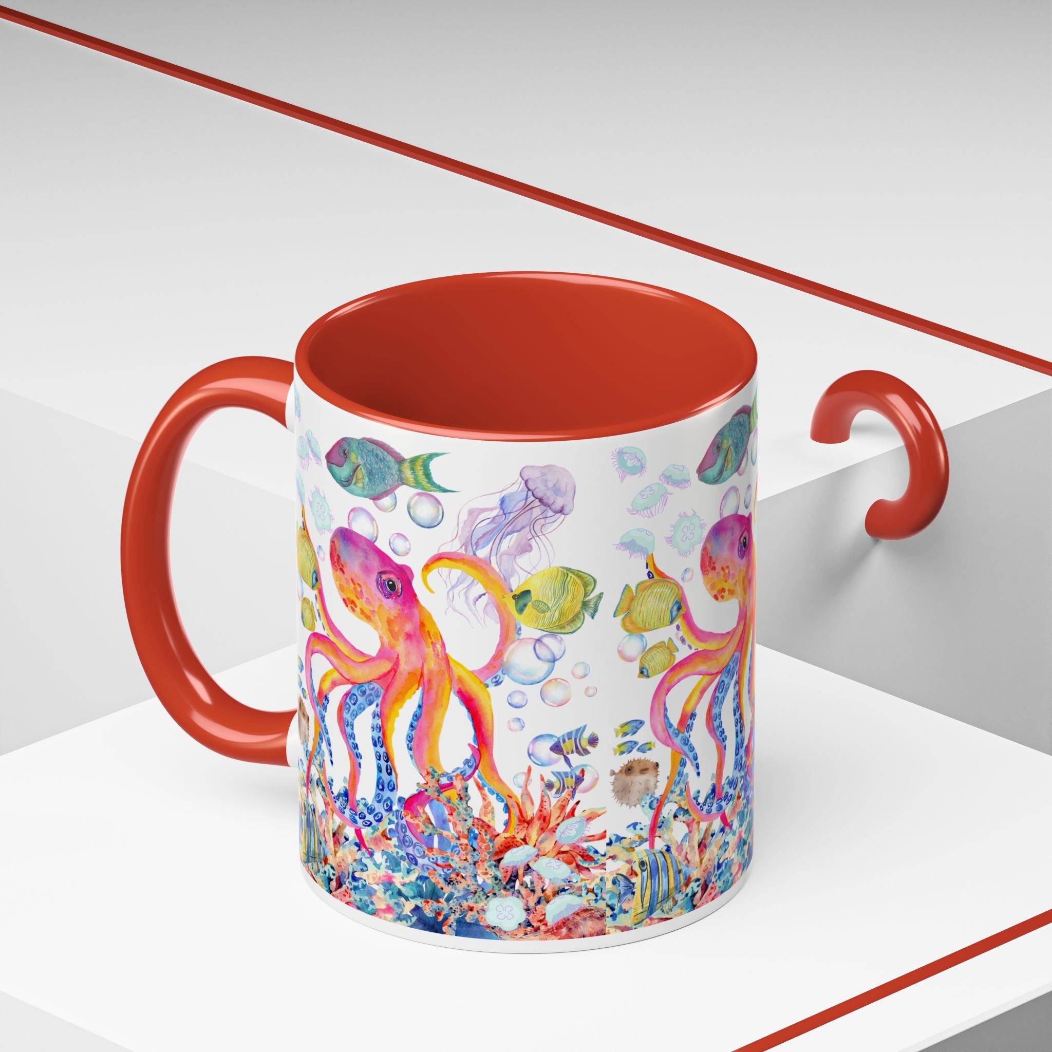 Coffee Mug | Colorful Octopus Accent Mug 11/15oz