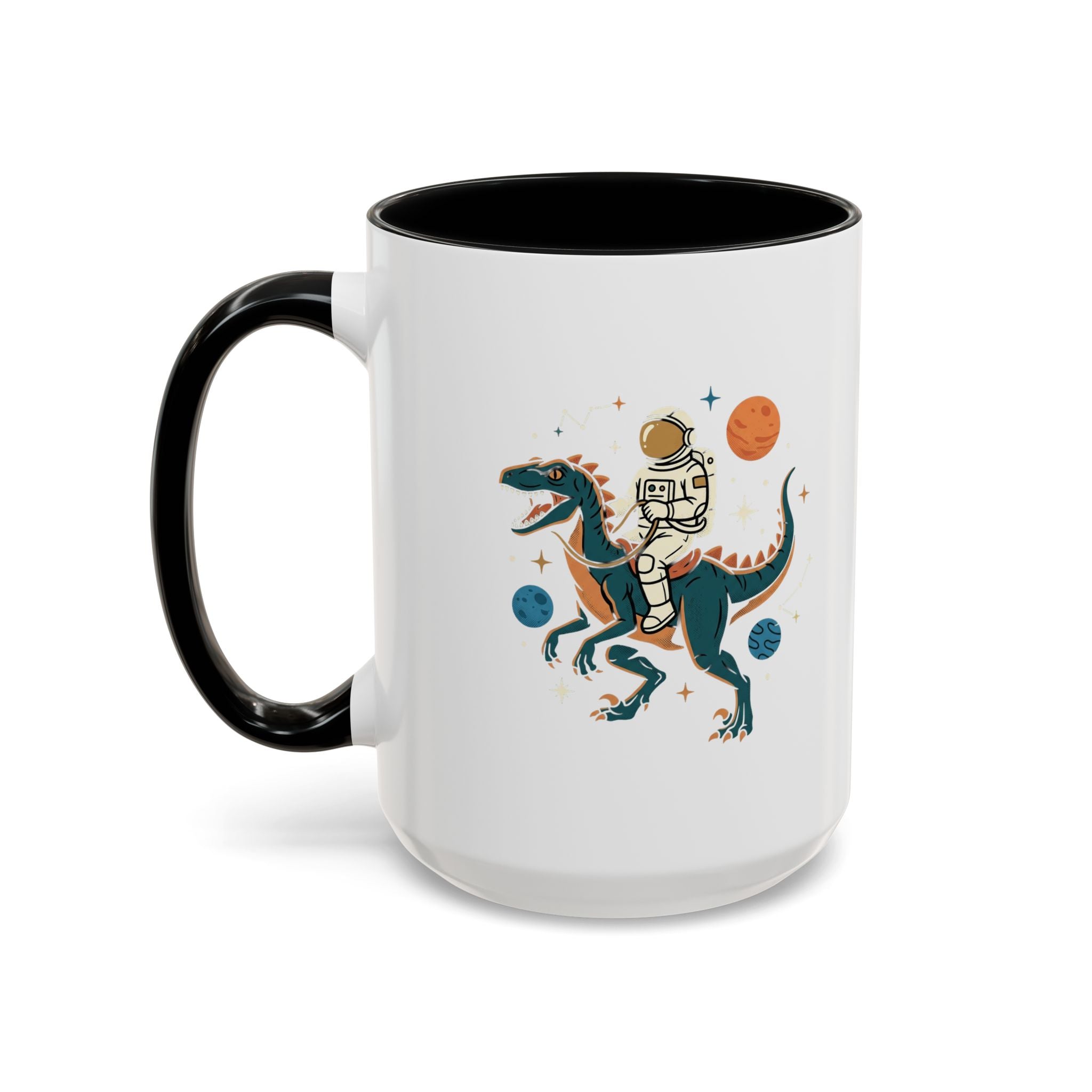 Coffee Mug | Astronaut Riding Velociraptor Accent Mug