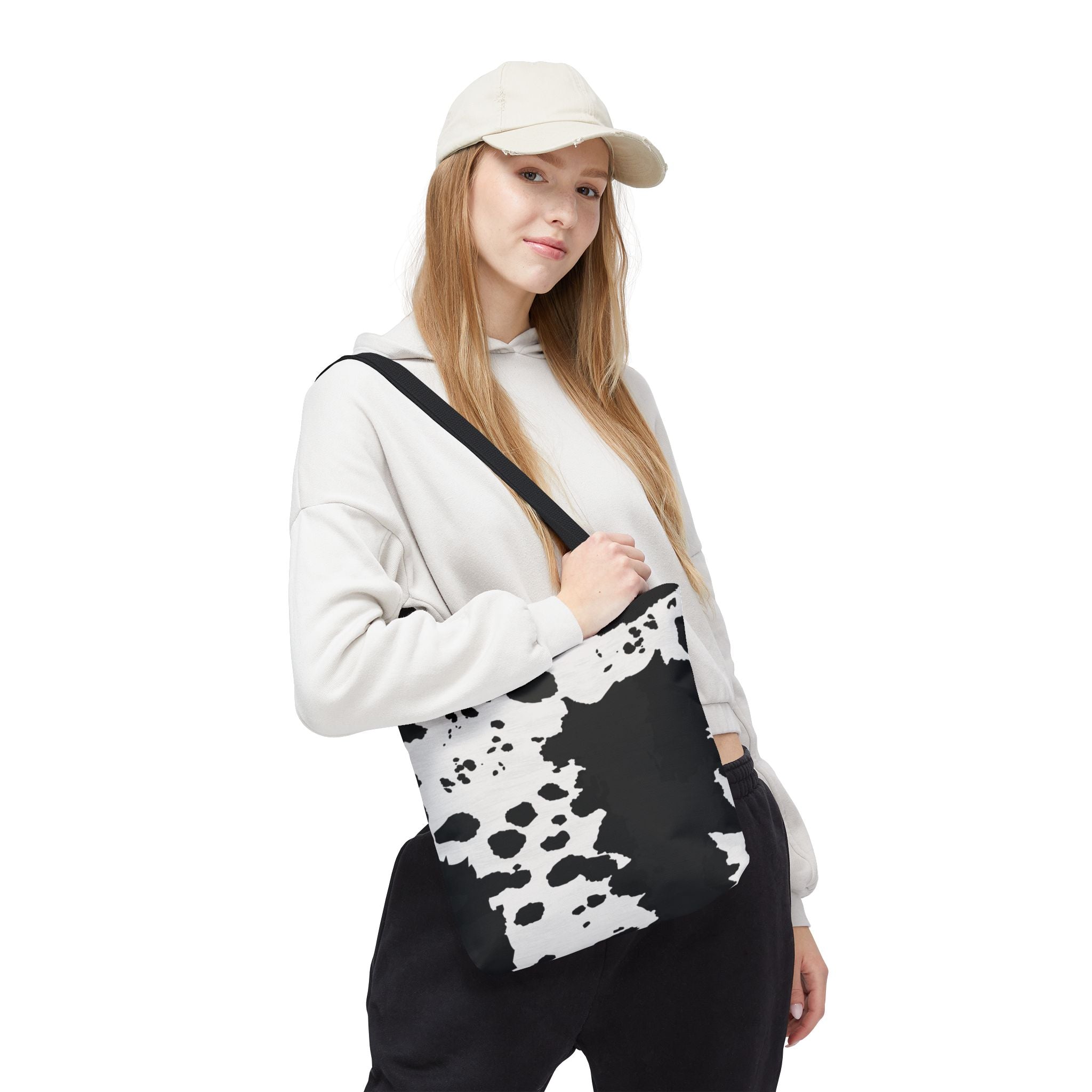 Tote Bag | Black & White Cow Print Patterned Shoulder Tote