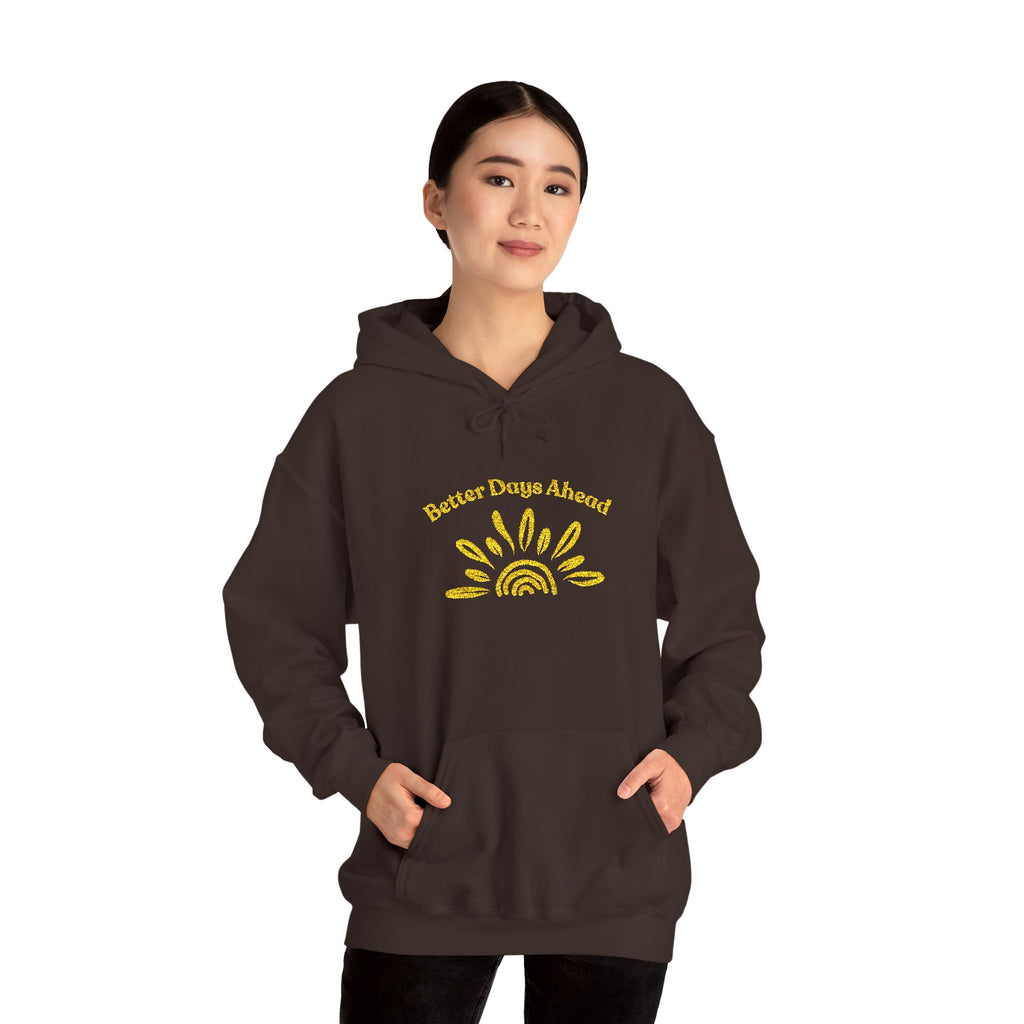Hoodie | ‘Better Days Ahead’ Above a Sunrise  Embroidered Graphic