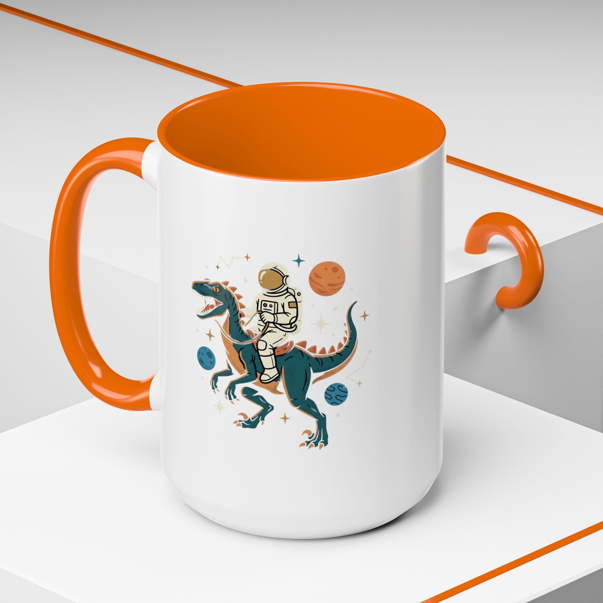 Coffee Mug | Astronaut Riding Velociraptor Accent Mug