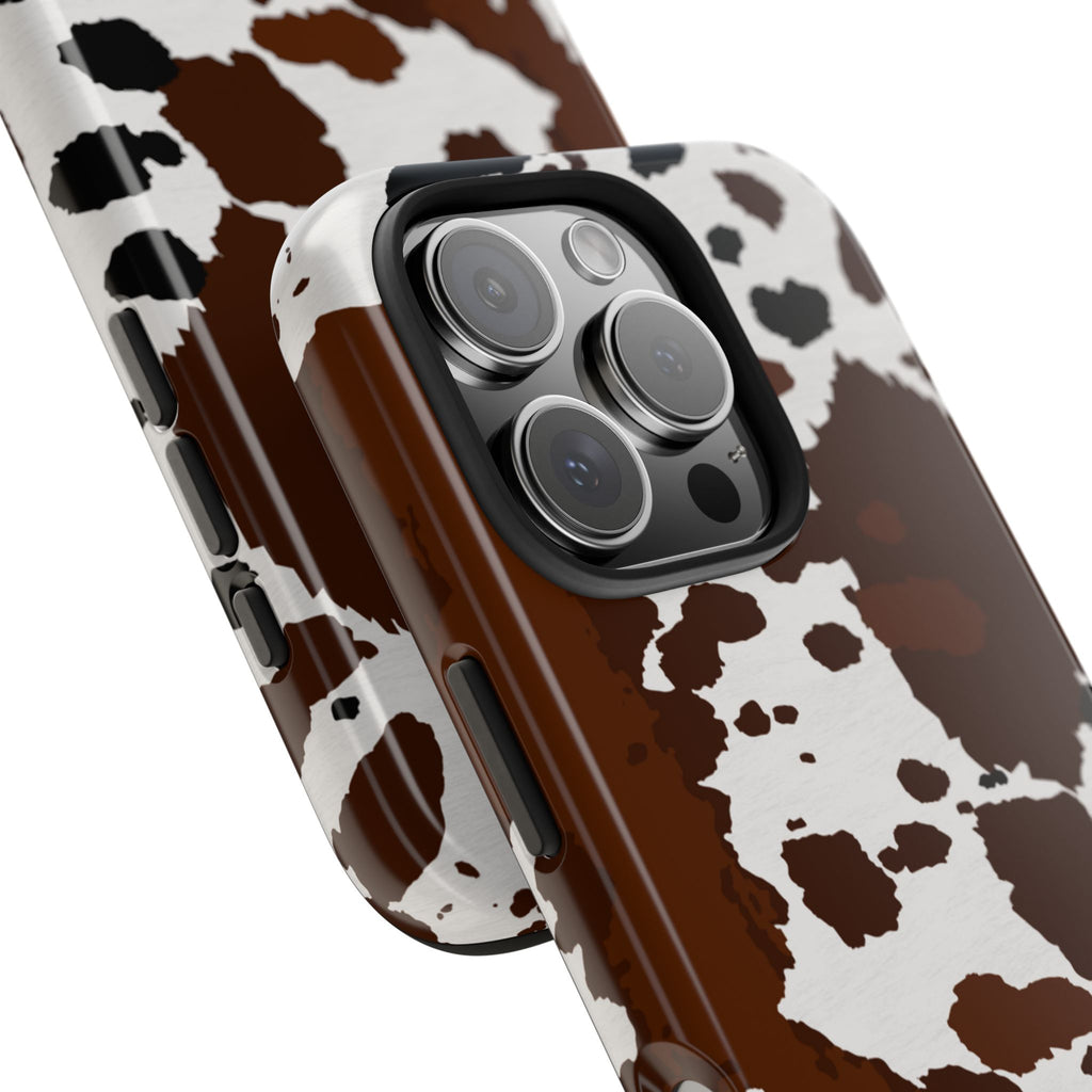 Phone Case | Brown & White Cowhide Pattern Tough Protective Cover