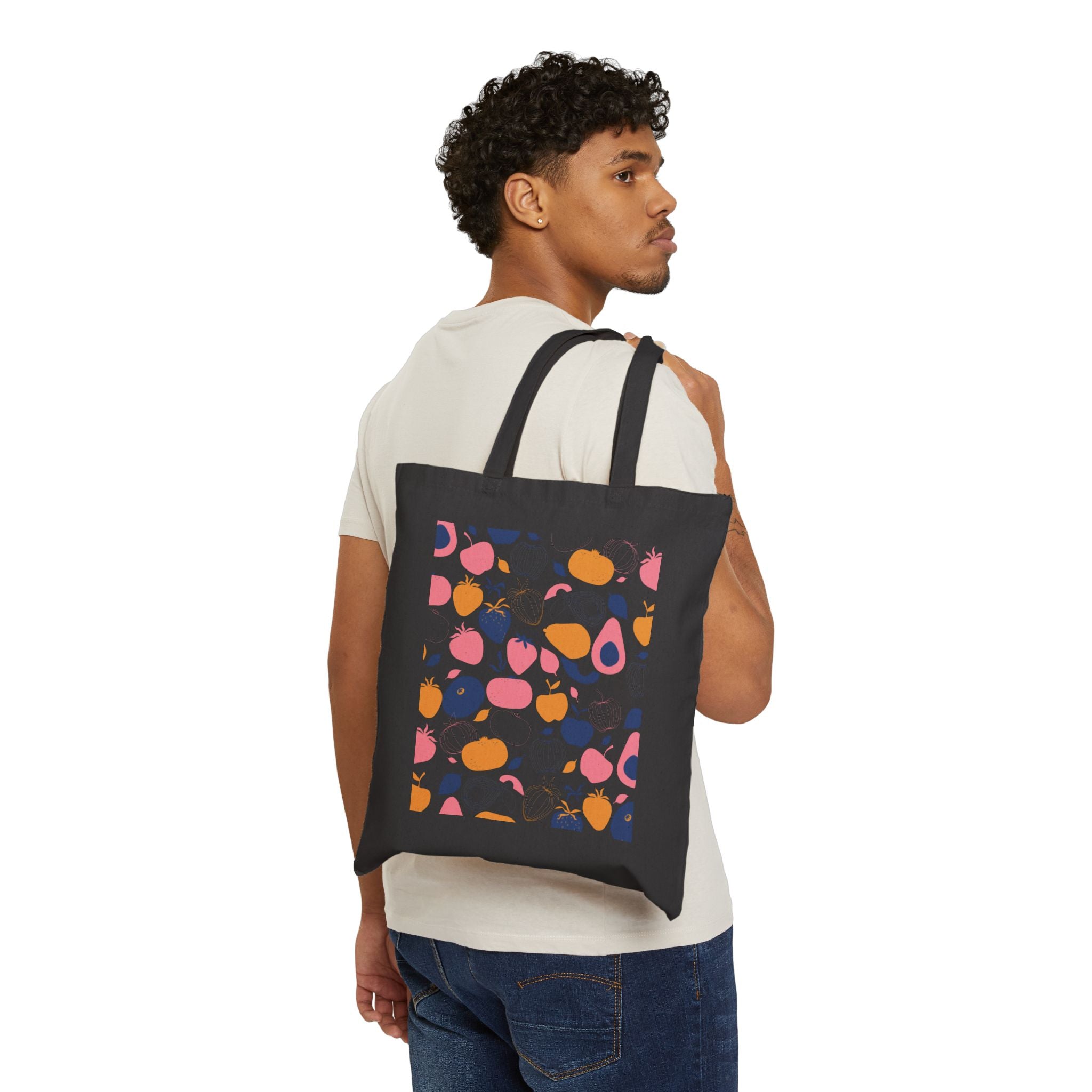 Tote Bag | Abstract Fruit Pattern Canvas Grocery Tote