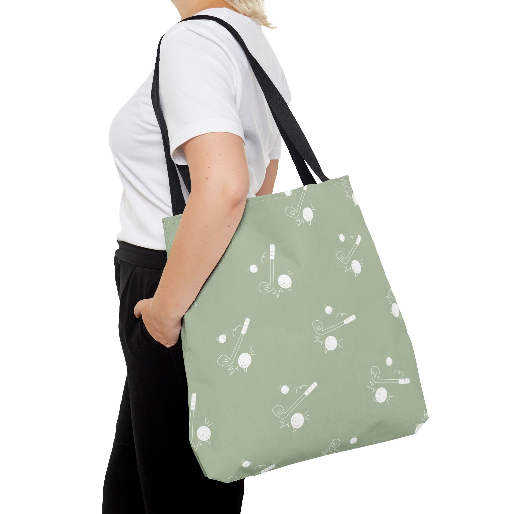 Tote Bag | Sage Green and Golf Pattern Shoulder Bag