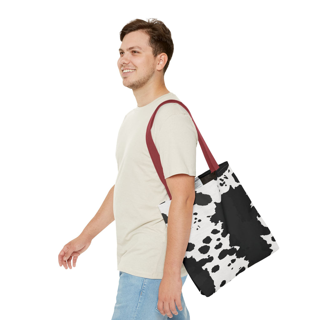 Tote Bag | Black & White Cow Print Patterned Shoulder Tote
