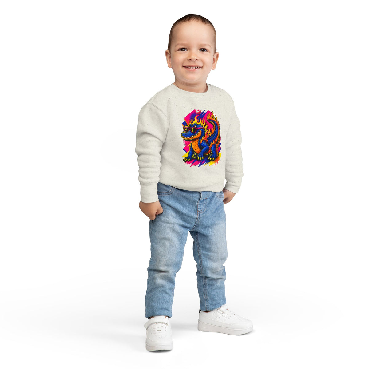 Bold Neon Alligator Sweatshirt for Tots