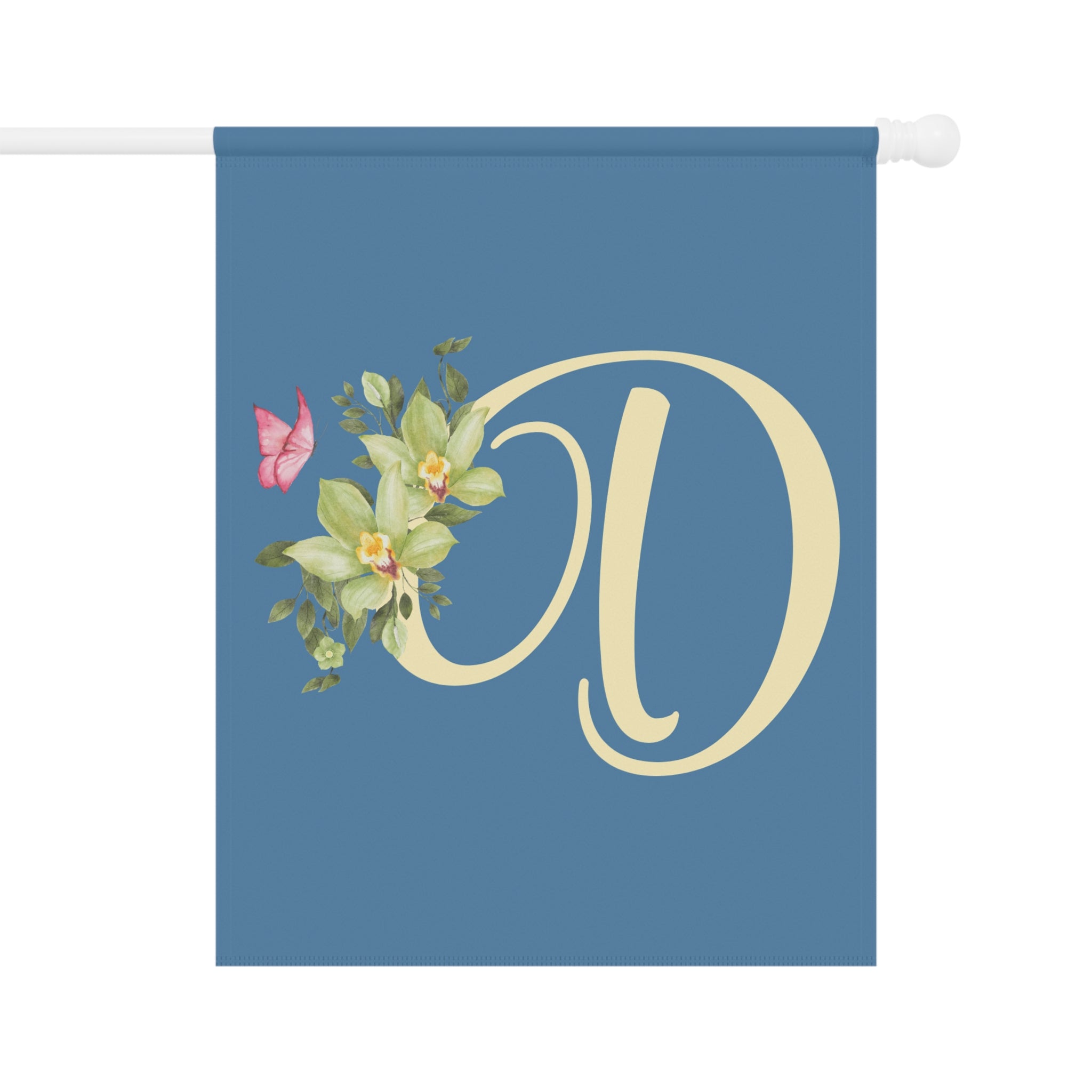 Home & Garden Banner | 'D' Monogram Orchid Flag