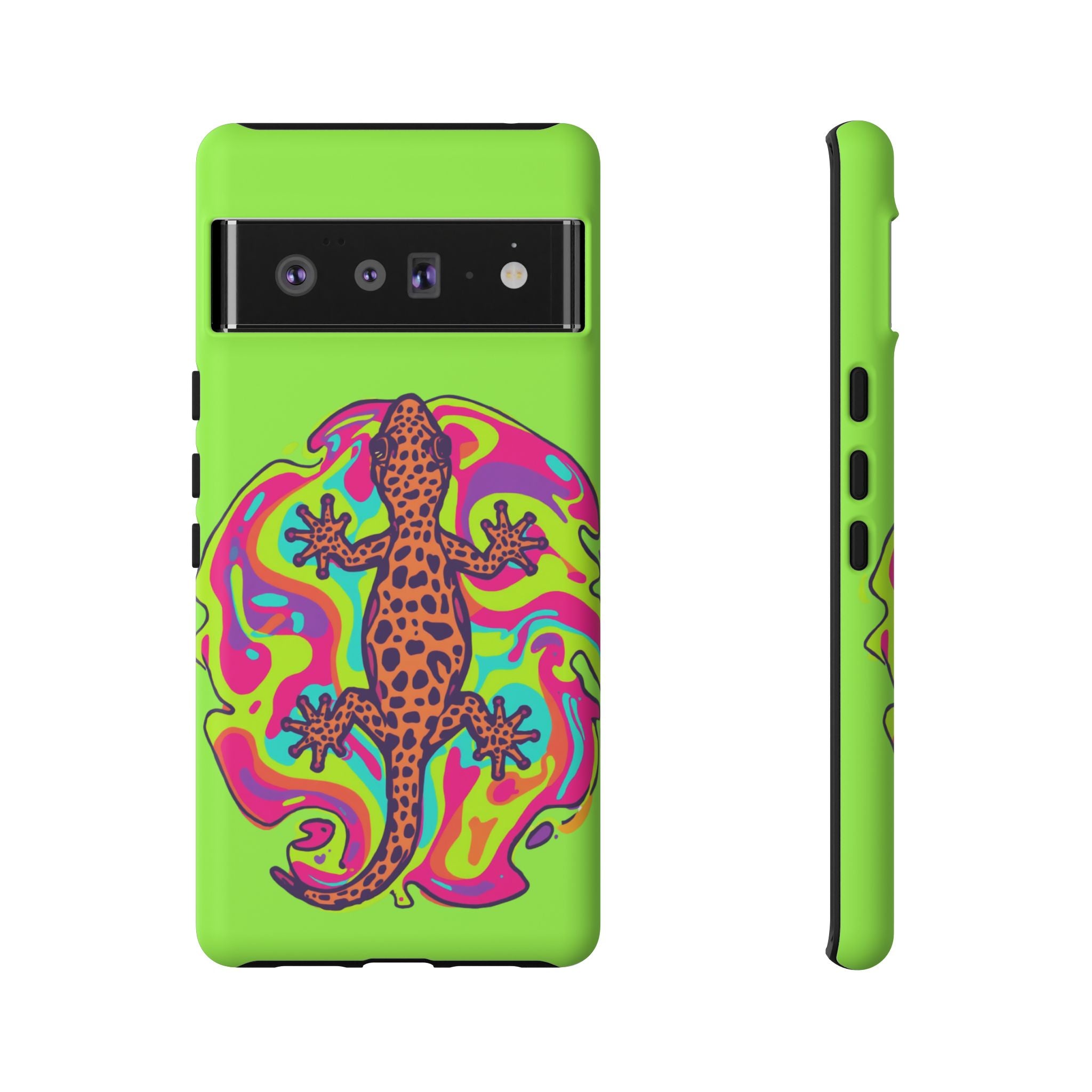 Phone Cases | Neon Leopard Gecko Swirl Phone Case