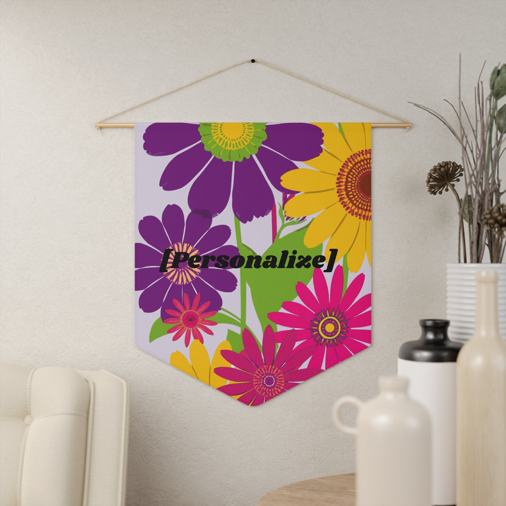 Pennant Banner | Personalizable Bright Oversized Flowers on Light Purple Decor