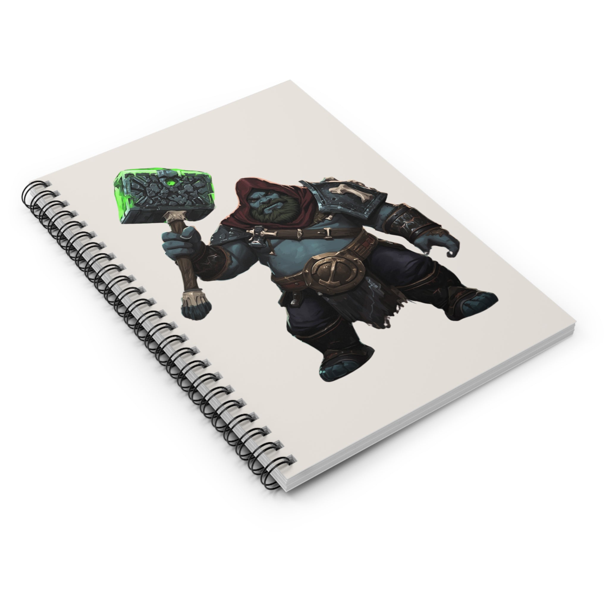 Journal | Fantasy RPG Journal Warrior with Glowing Warhammer Spiral Notebook