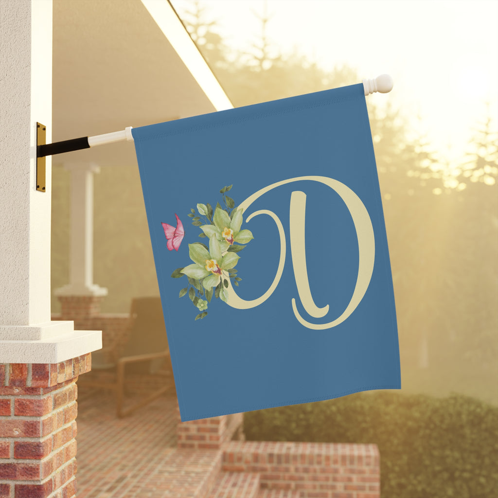 Home & Garden Banner | 'D' Monogram Orchid Flag